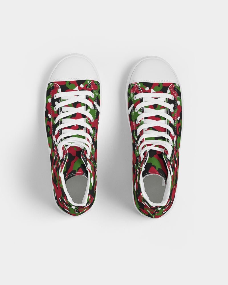 Kenya Flag Camo Women's Hightop Canvas Shoe - Conscious Apparel Store
