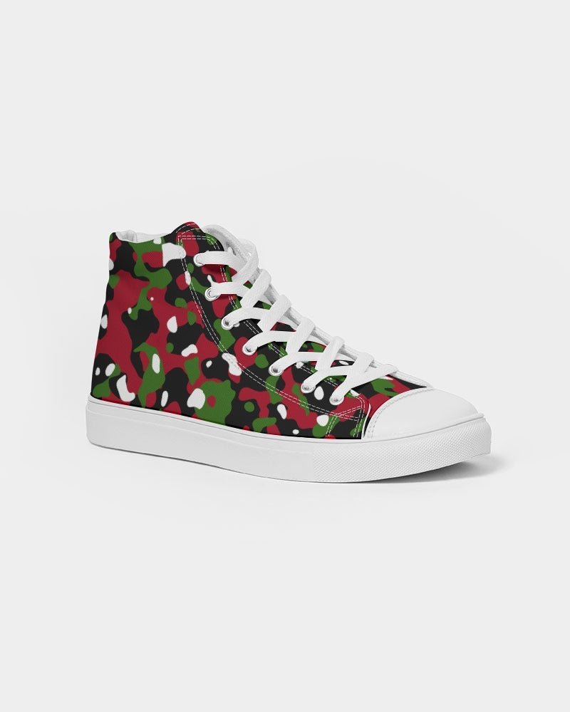 Kenya Flag Camo Women's Hightop Canvas Shoe - Conscious Apparel Store
