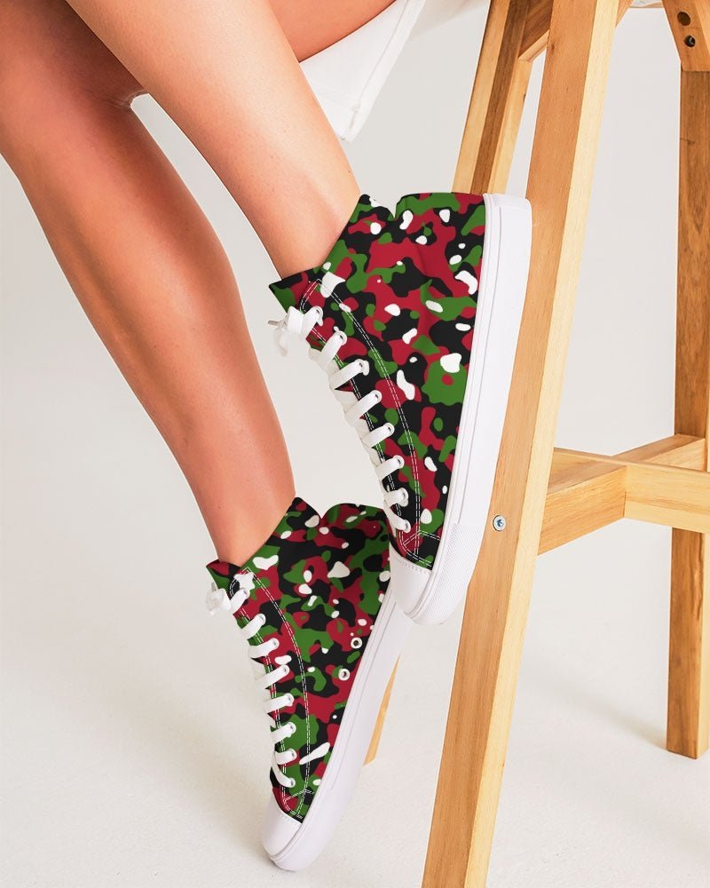 Kenya Flag Camo Women's Hightop Canvas Shoe - Conscious Apparel Store