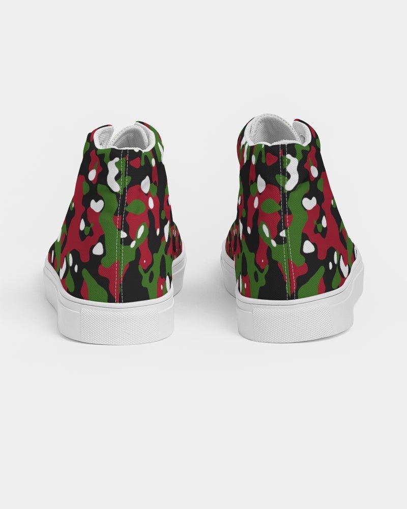 Kenya Flag Camo Women's Hightop Canvas Shoe - Conscious Apparel Store
