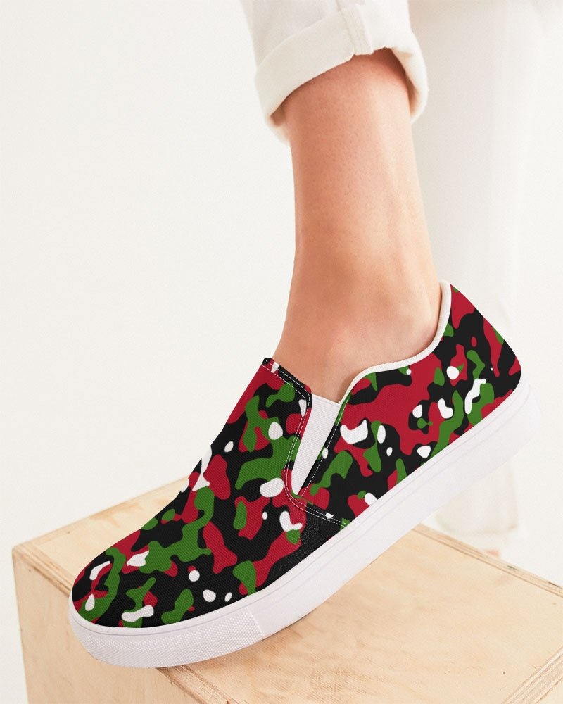 Kenya Flag Camo Women's Slip - On Canvas Shoe - Conscious Apparel Store