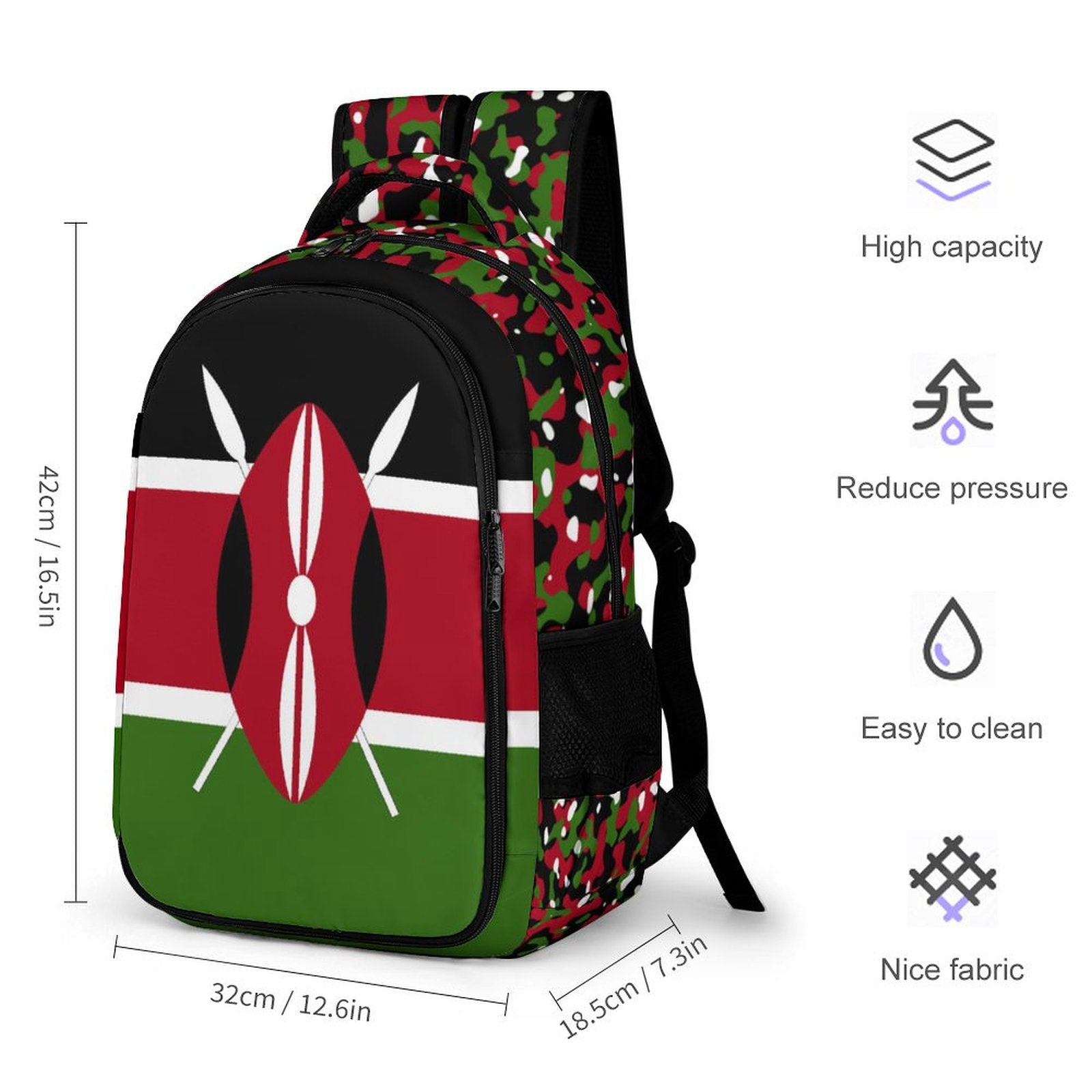 Kenya Flag Casual Backpack - Conscious Apparel Store