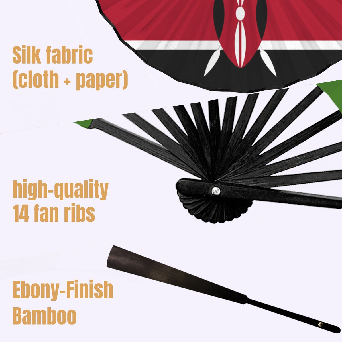 Kenya Flag Double-Sided Custom Folding Fan - Conscious Apparel Store