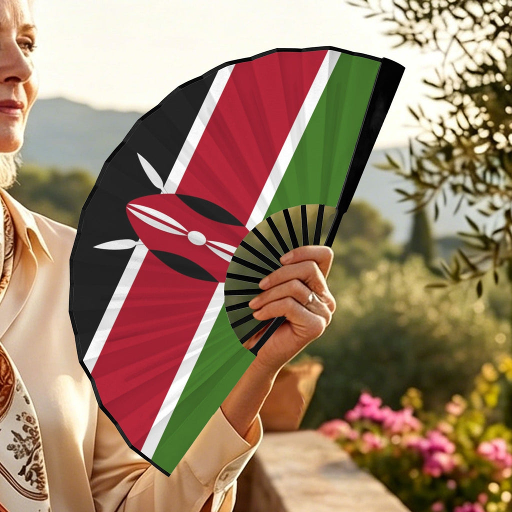Kenya Flag Double-Sided Custom Folding Fan - Conscious Apparel Store