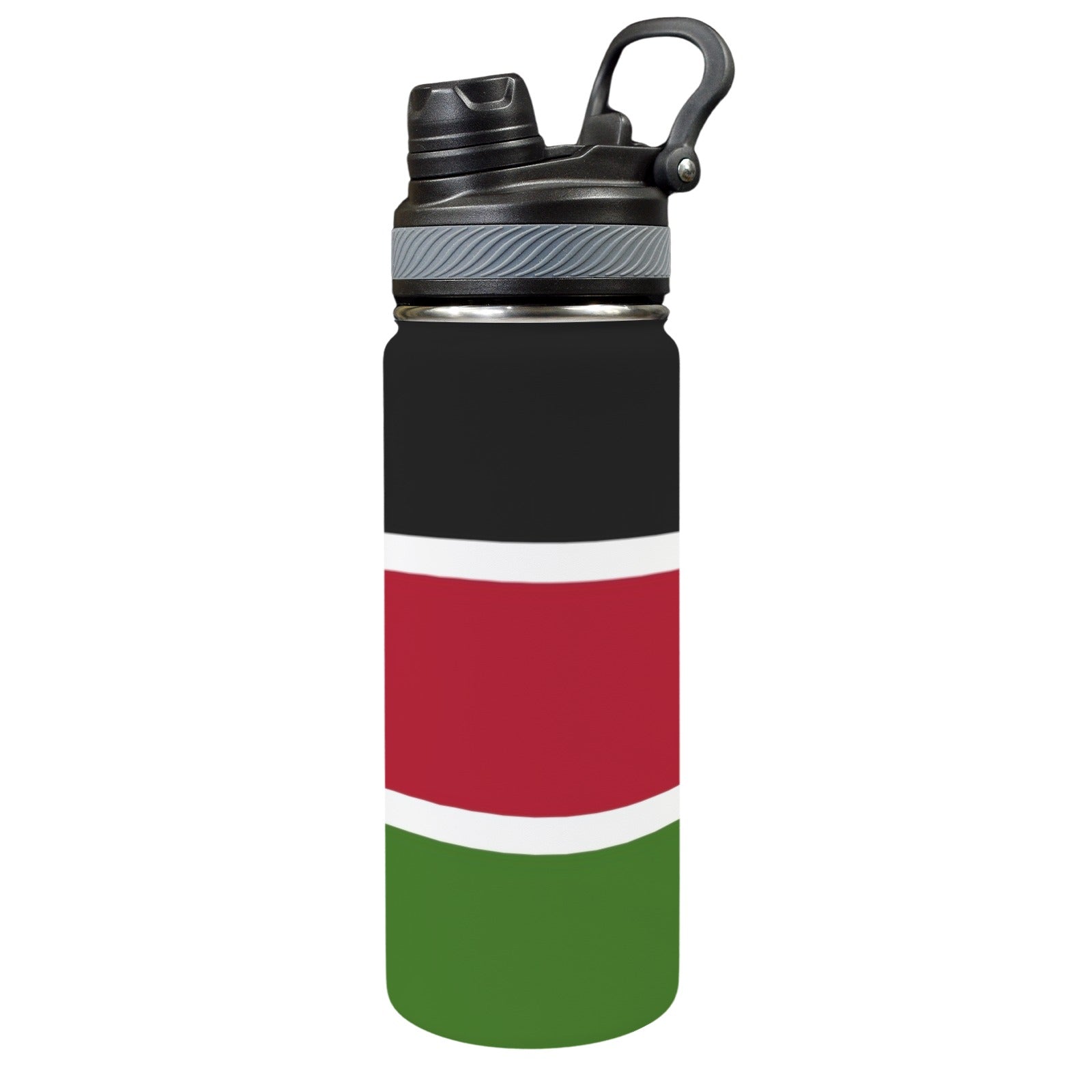Kenya Flag Insulated Water Bottle with Dual - Use Lid (18oz) - Conscious Apparel Store
