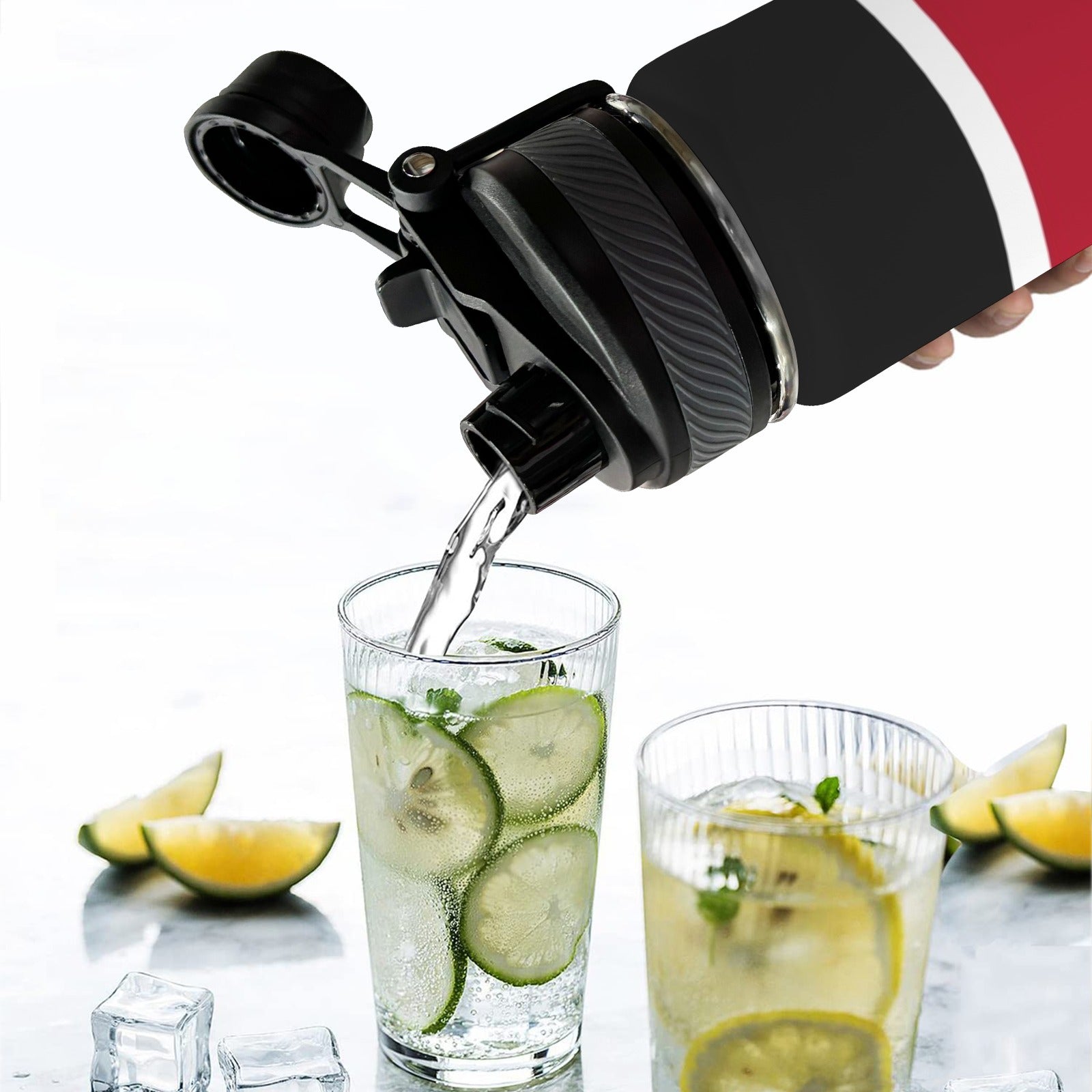 Kenya Flag Insulated Water Bottle with Dual - Use Lid (18oz) - Conscious Apparel Store