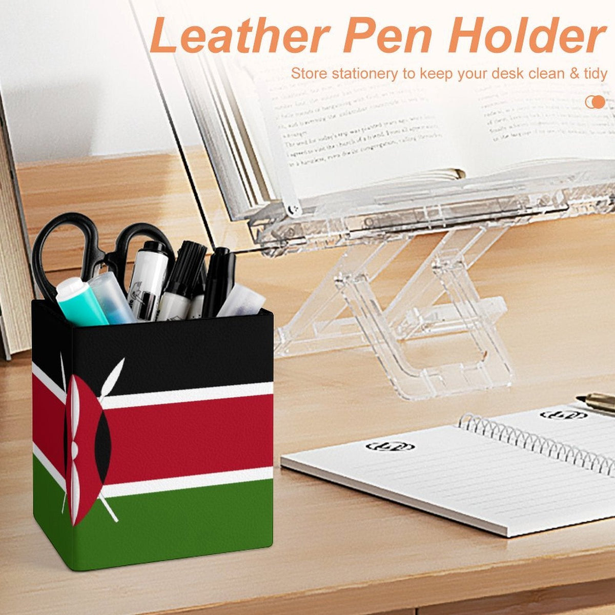 Kenya Flag Square Pen Holder - Conscious Apparel Store