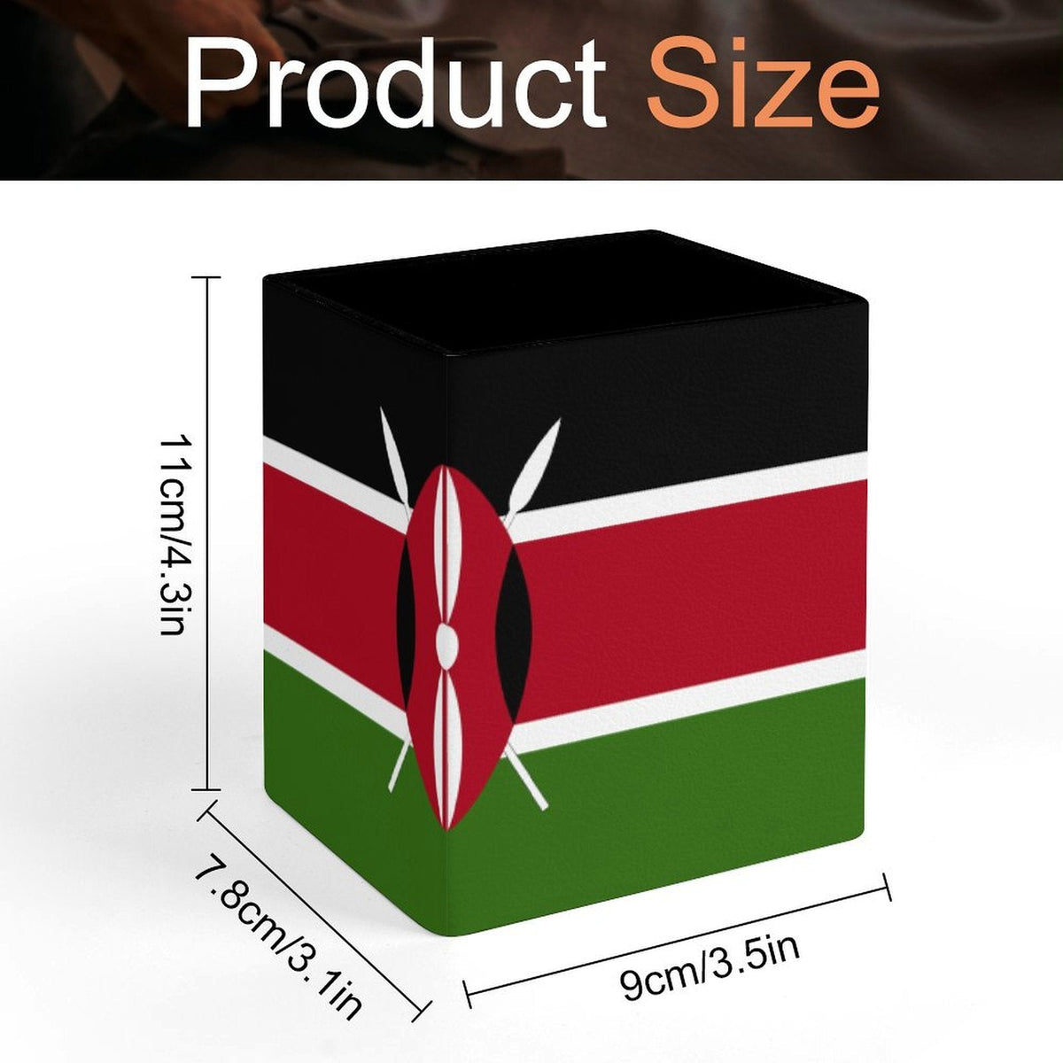 Kenya Flag Square Pen Holder - Conscious Apparel Store