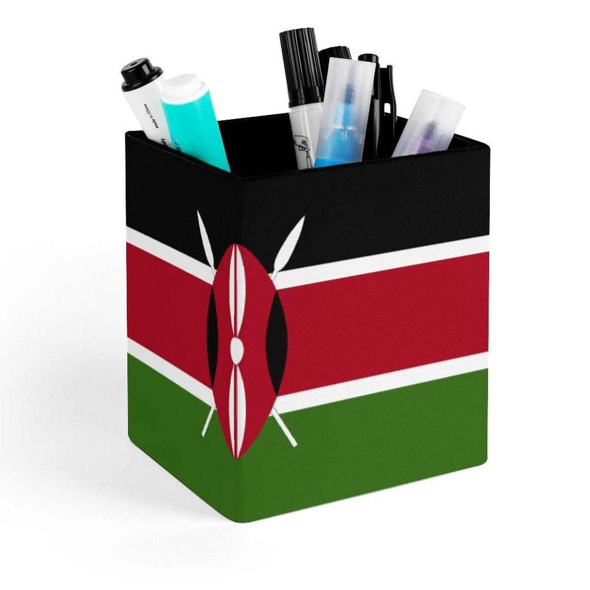 Kenya Flag Square Pen Holder - Conscious Apparel Store
