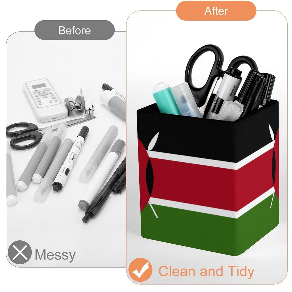 Kenya Flag Square Pen Holder - Conscious Apparel Store