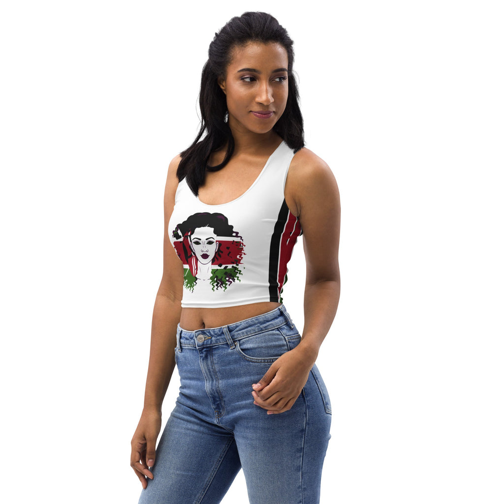 Kenya Flag (White) Crop Top - Conscious Apparel Store