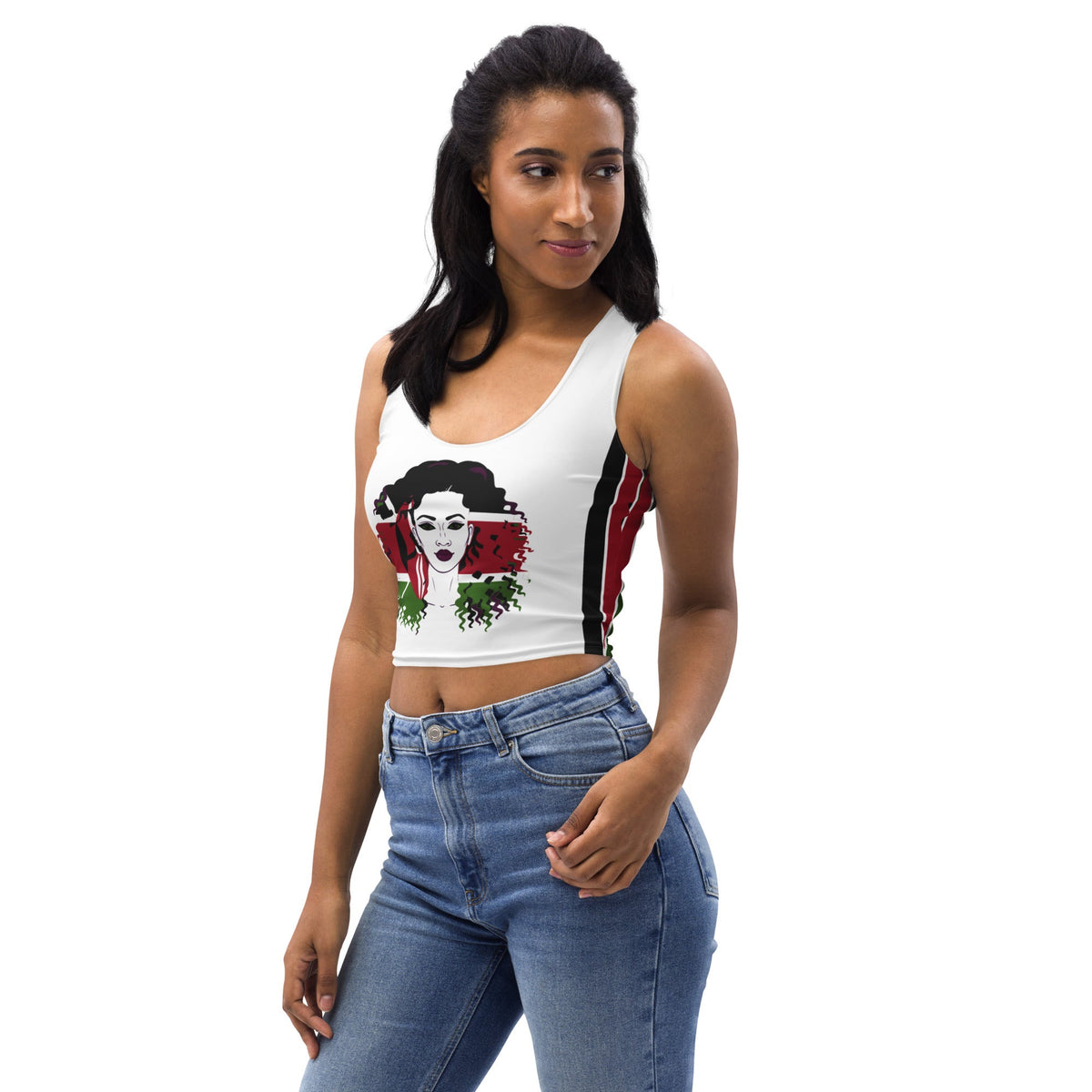 Kenya Flag (White) Crop Top - Conscious Apparel Store