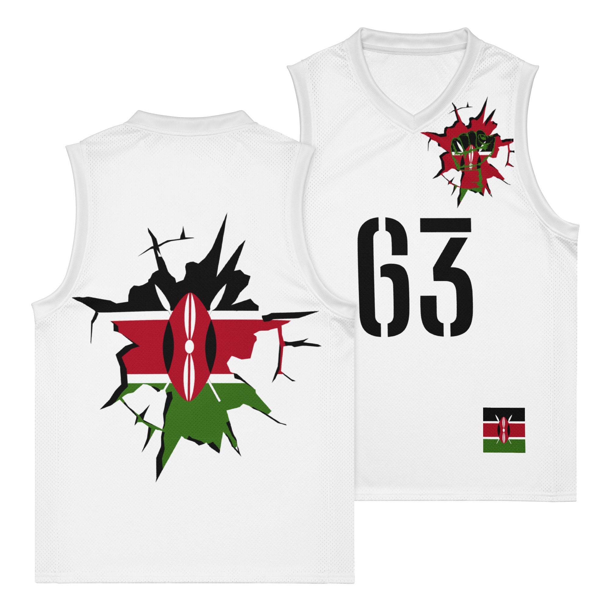 Kenya Flag (White) Premium Sport Jersey Tank Top - Conscious Apparel Store