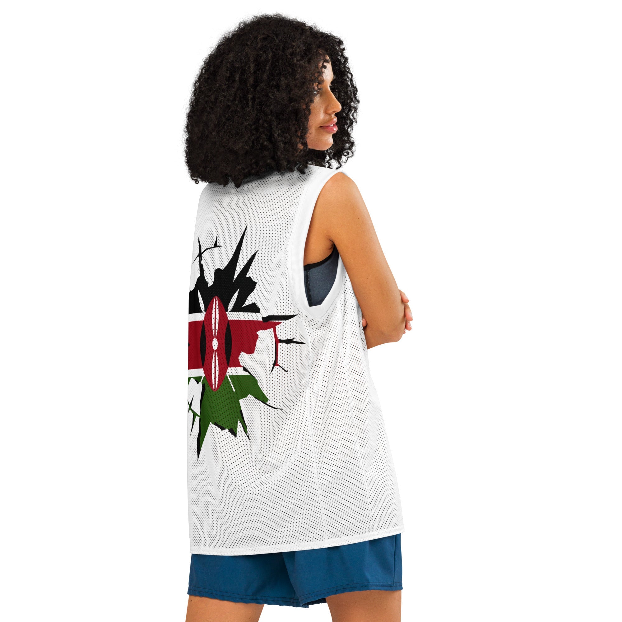 Kenya Flag (White) Premium Sport Jersey Tank Top - Conscious Apparel Store
