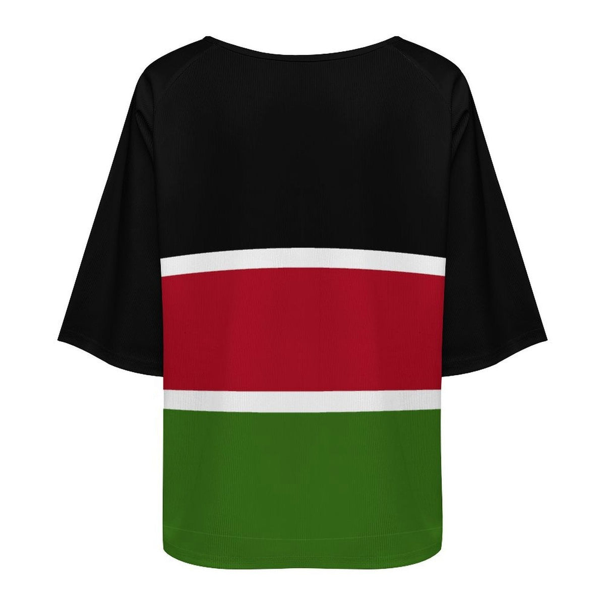 Kenya Flag Women’s Loose Half-Sleeve Boat Neck T-Shirt - Conscious Apparel Store