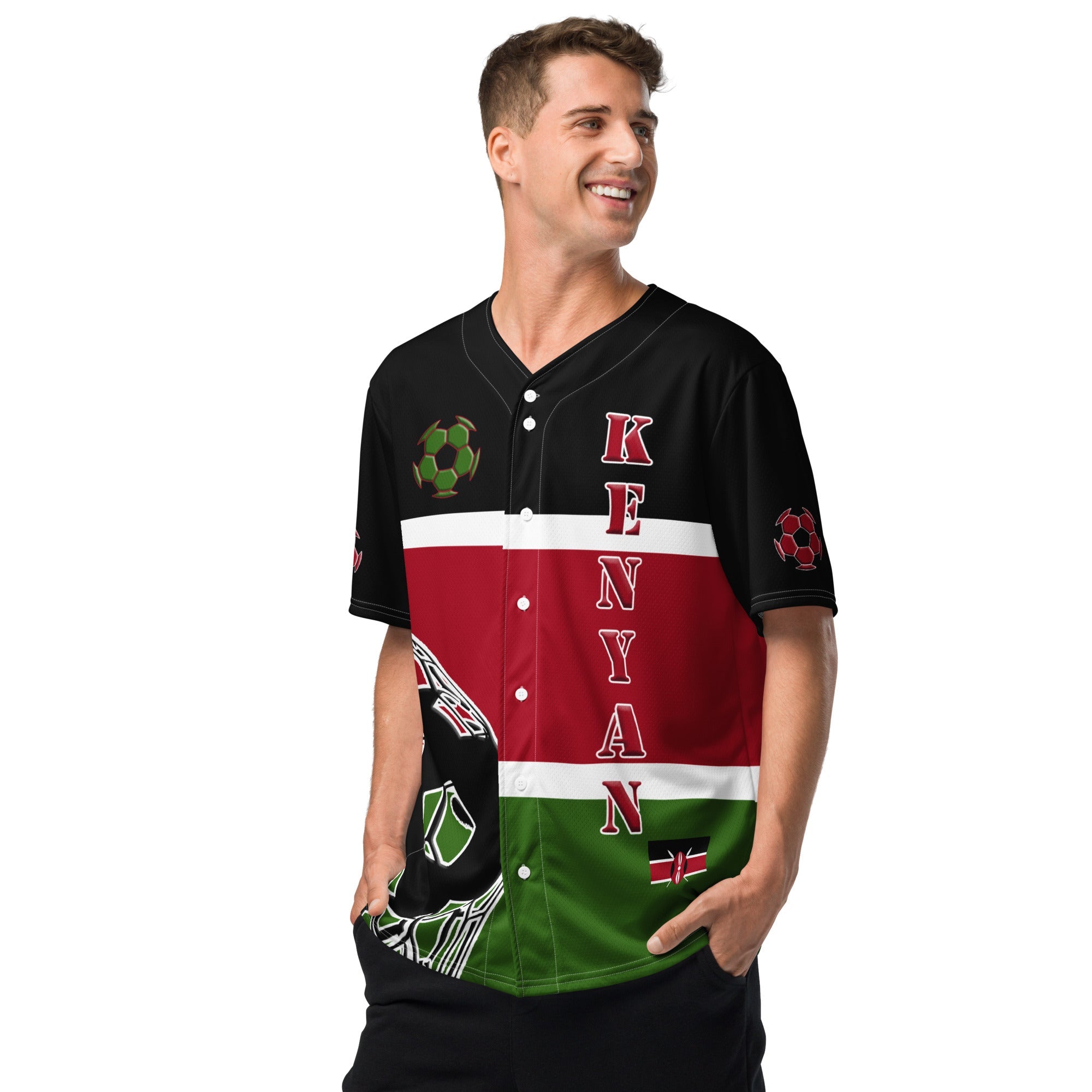Kenya Football Themed Button-Down Sport Jersey - Conscious Apparel Store