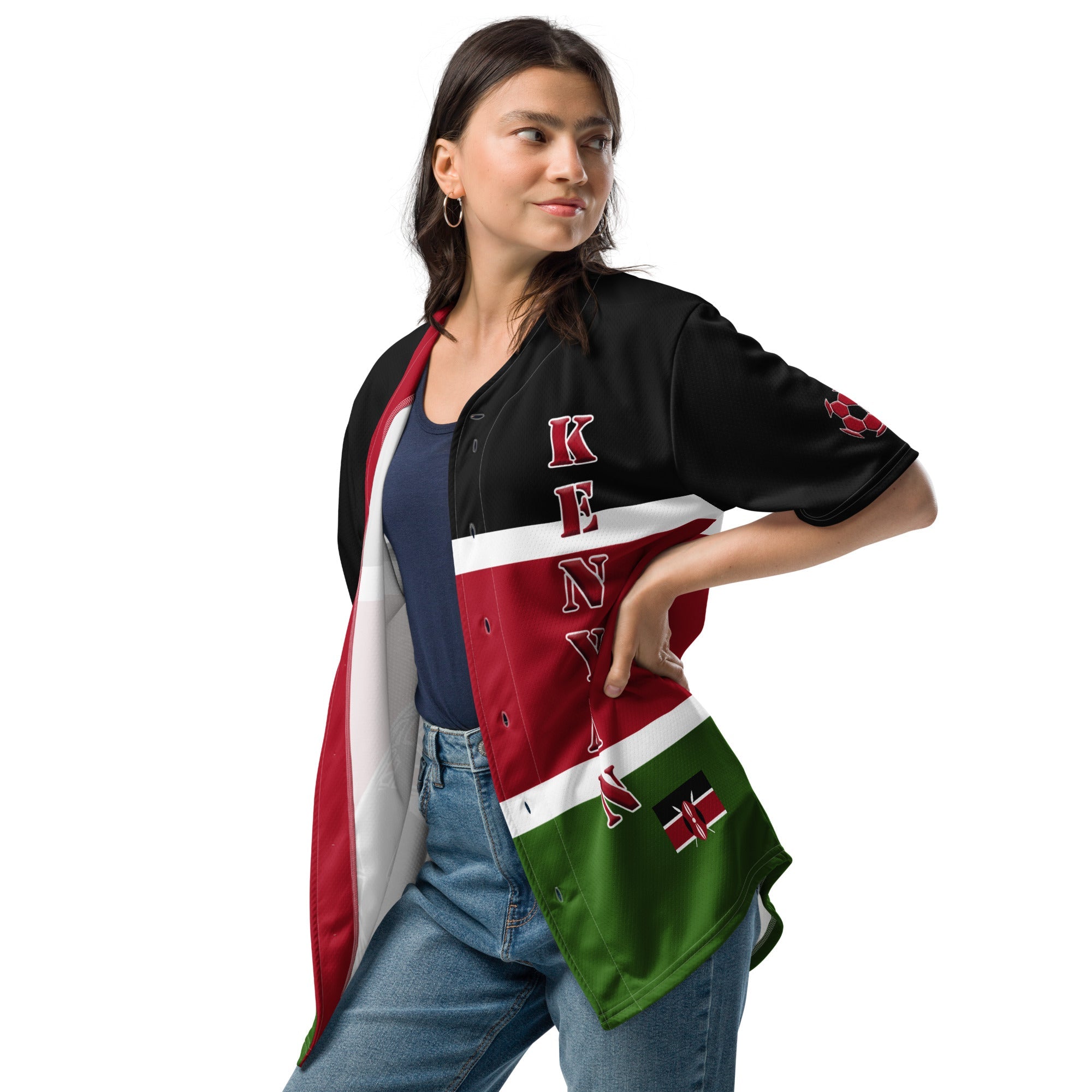 Kenya Football Themed Button-Down Sport Jersey - Conscious Apparel Store