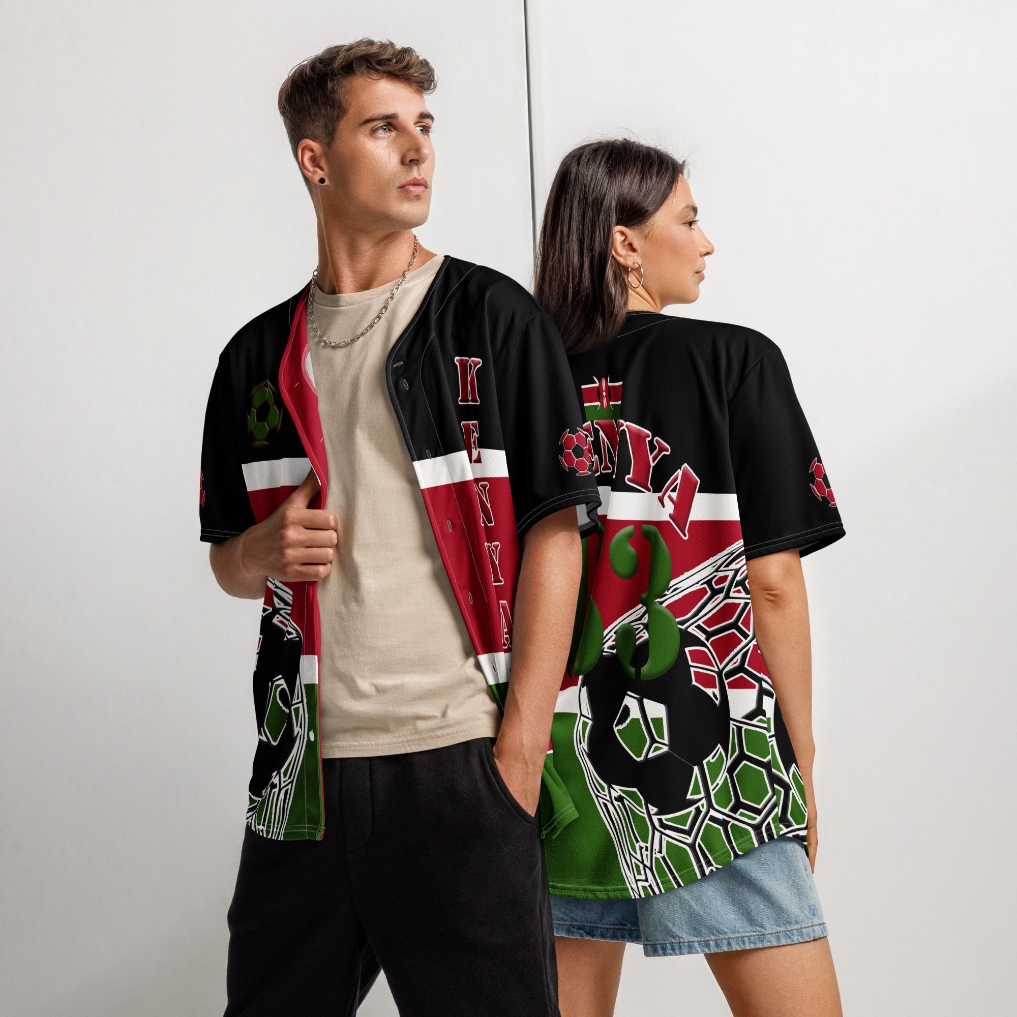 Kenya Football Themed Button-Down Sport Jersey - Conscious Apparel Store