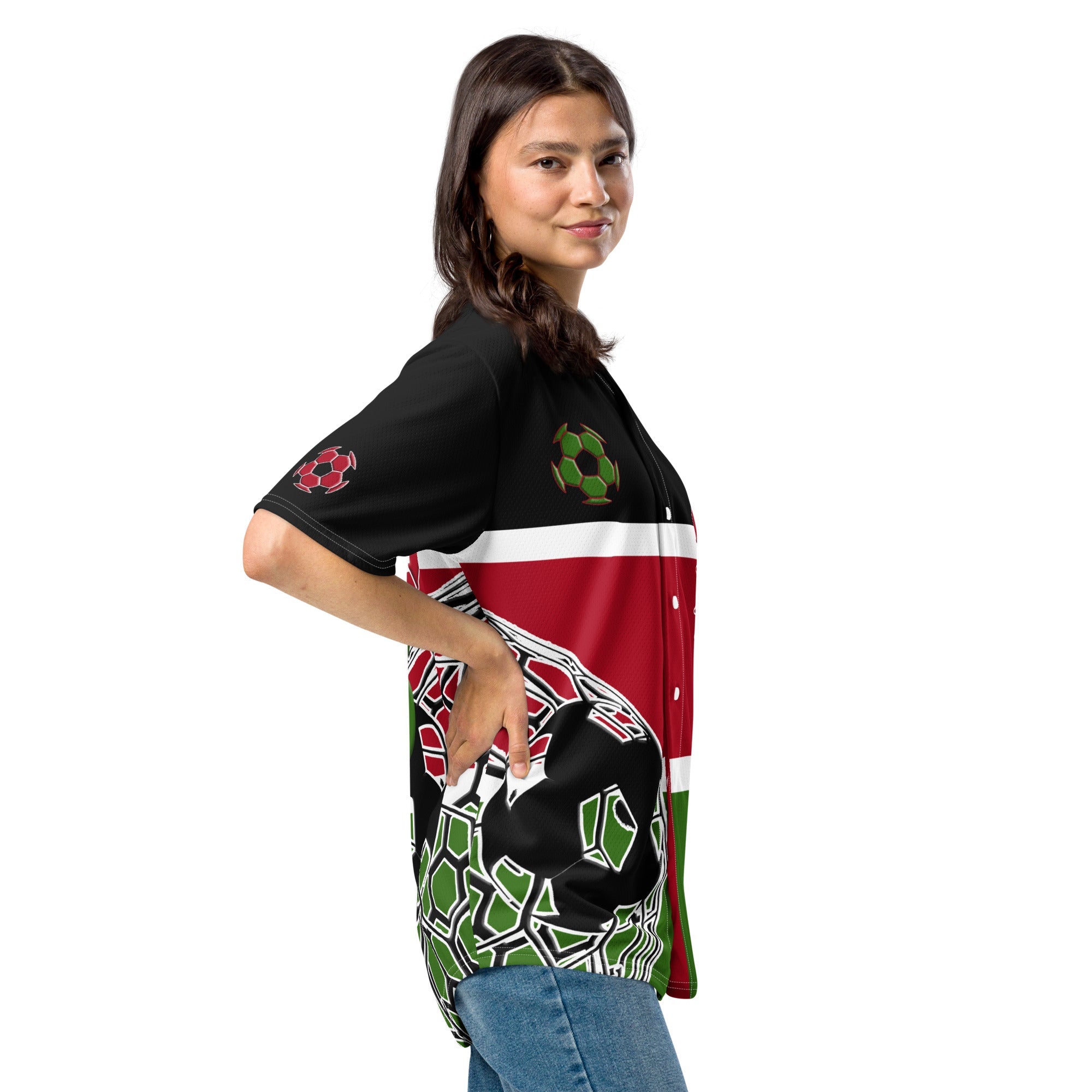 Kenya Football Themed Button-Down Sport Jersey - Conscious Apparel Store
