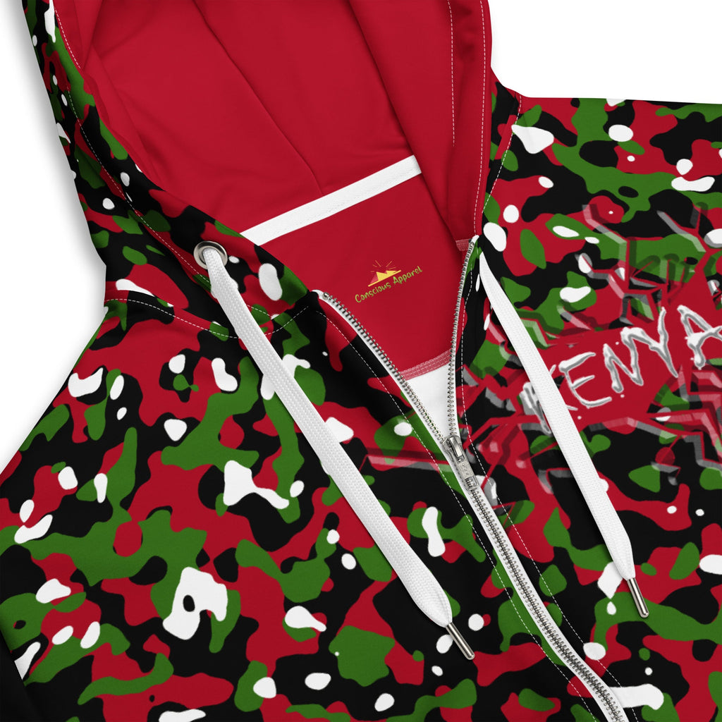 Kenyan Flag Camo Unisex zip hoodie - Conscious Apparel Store