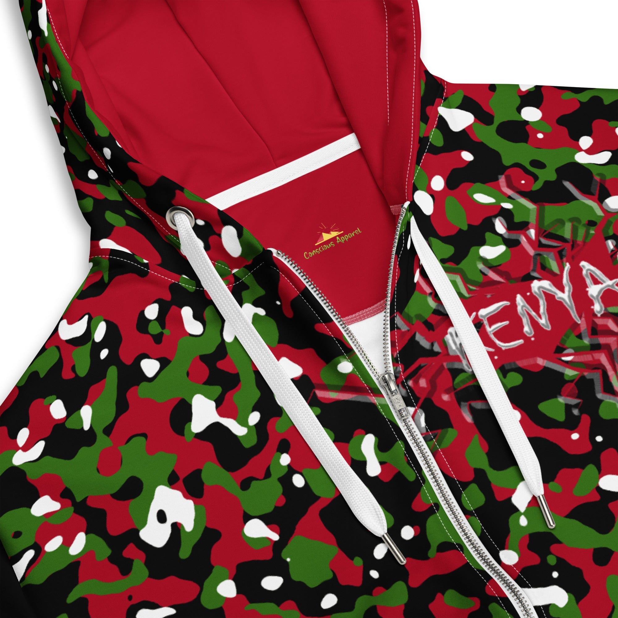 Kenyan Flag Camo Unisex zip hoodie - Conscious Apparel Store