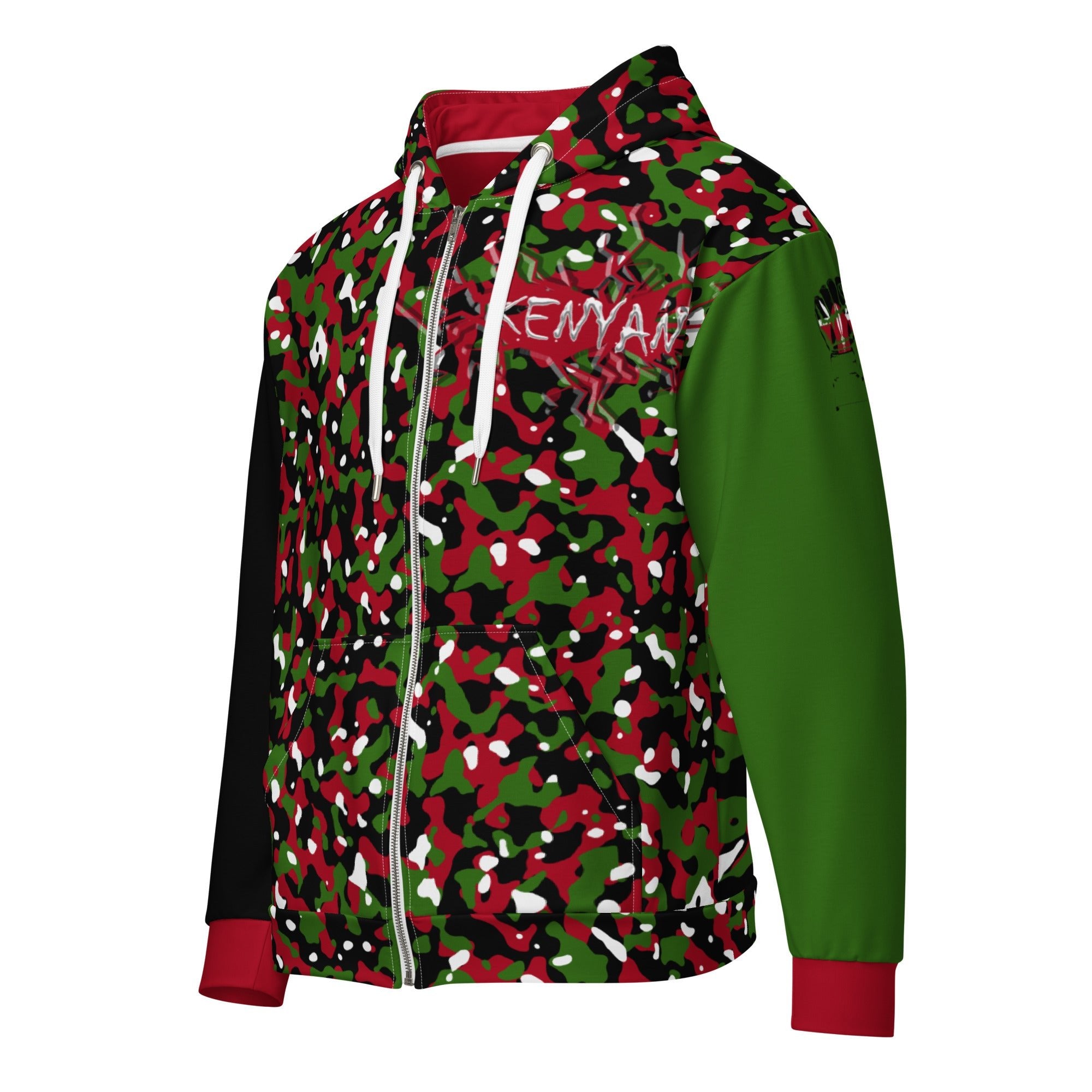 Kenyan Flag Camo Unisex zip hoodie - Conscious Apparel Store