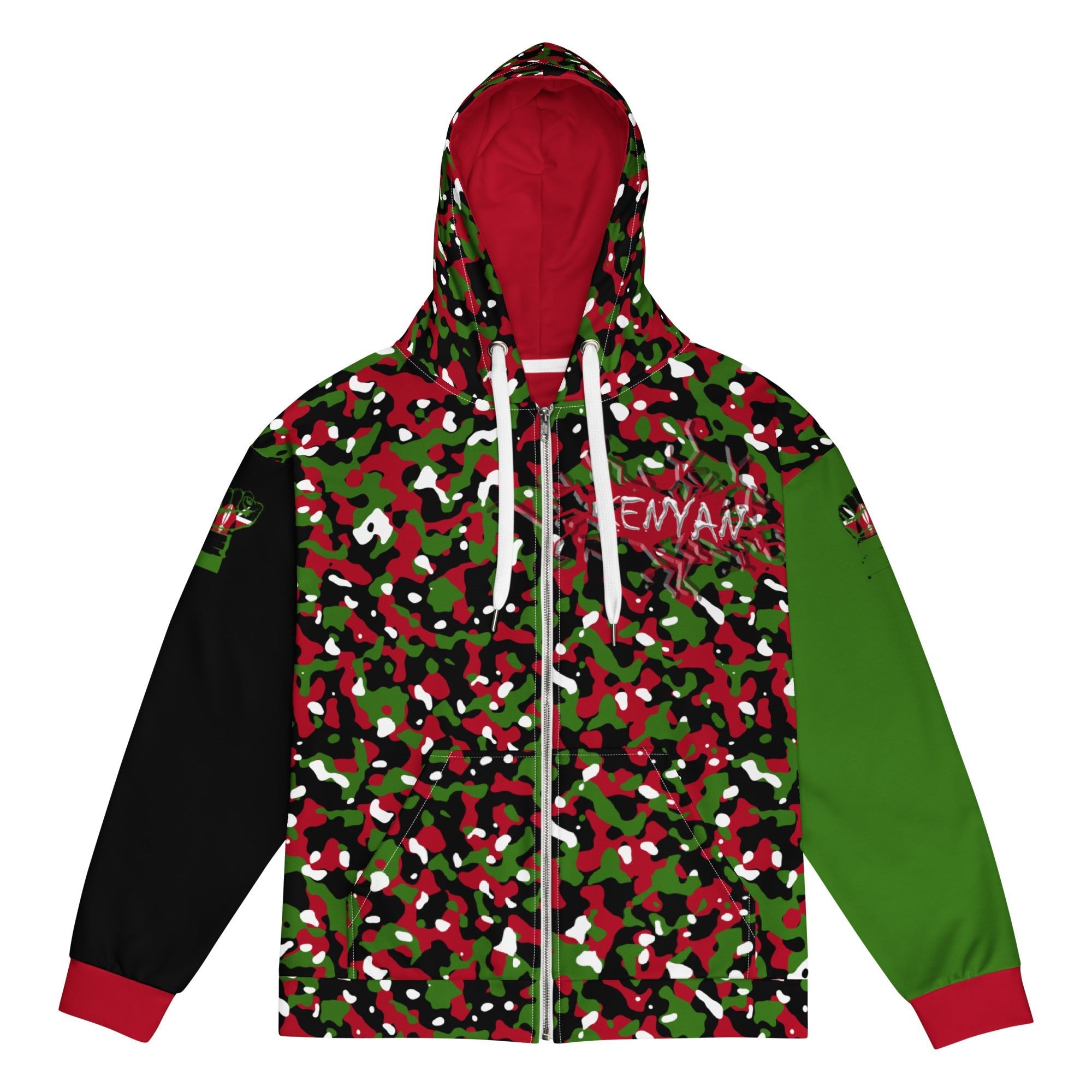 Kenyan Flag Camo Unisex zip hoodie - Conscious Apparel Store
