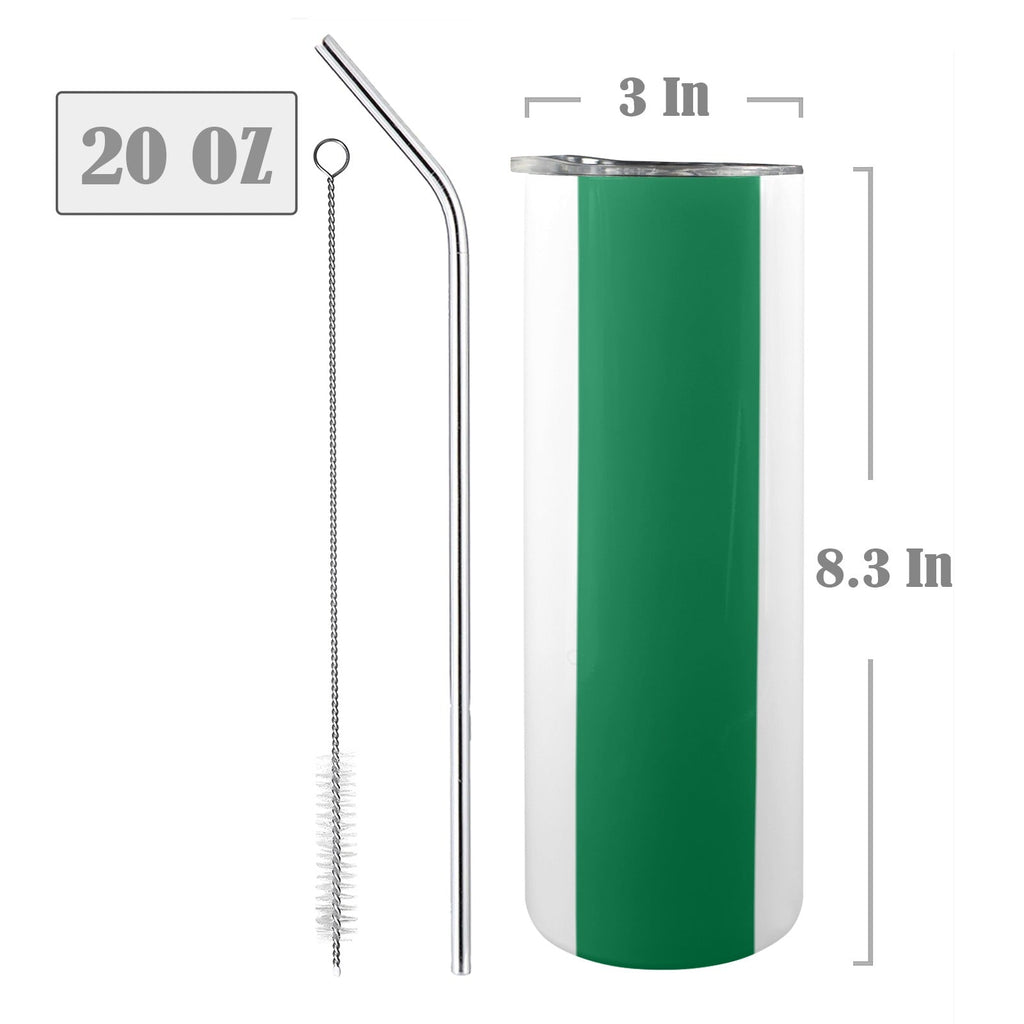 Nigeria Flag 20oz Tall Skinny Tumbler with Lid and Straw - Conscious Apparel Store