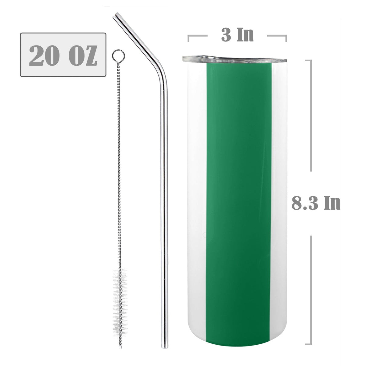 Nigeria Flag 20oz Tall Skinny Tumbler with Lid and Straw - Conscious Apparel Store