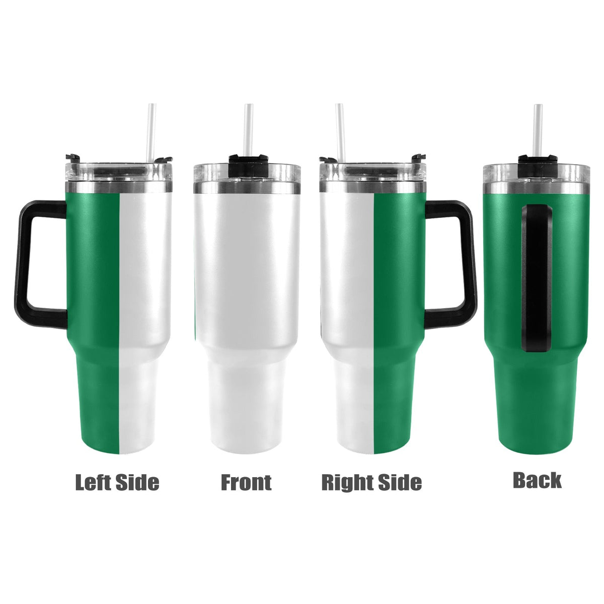 Nigeria Flag 40oz Tumbler with Black Handle - Conscious Apparel Store