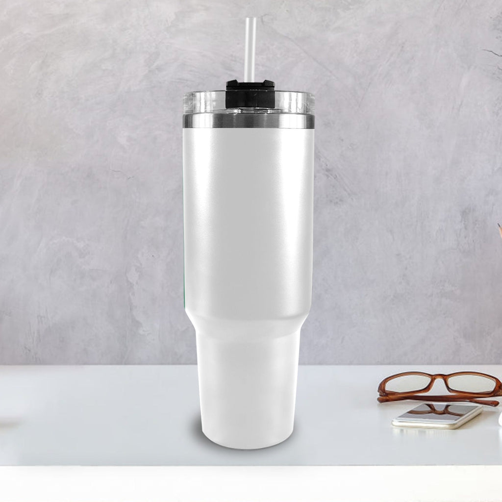 Nigeria Flag 40oz Tumbler with Black Handle - Conscious Apparel Store