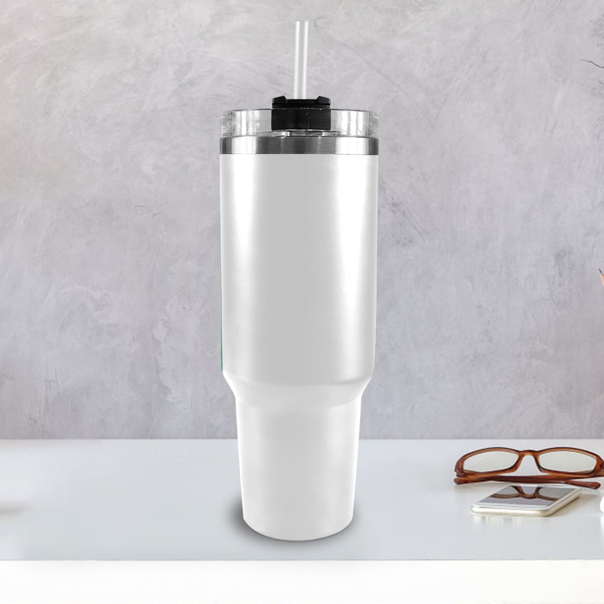 Nigeria Flag 40oz Tumbler with Black Handle - Conscious Apparel Store