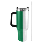 Nigeria Flag 40oz Tumbler with Black Handle - Conscious Apparel Store