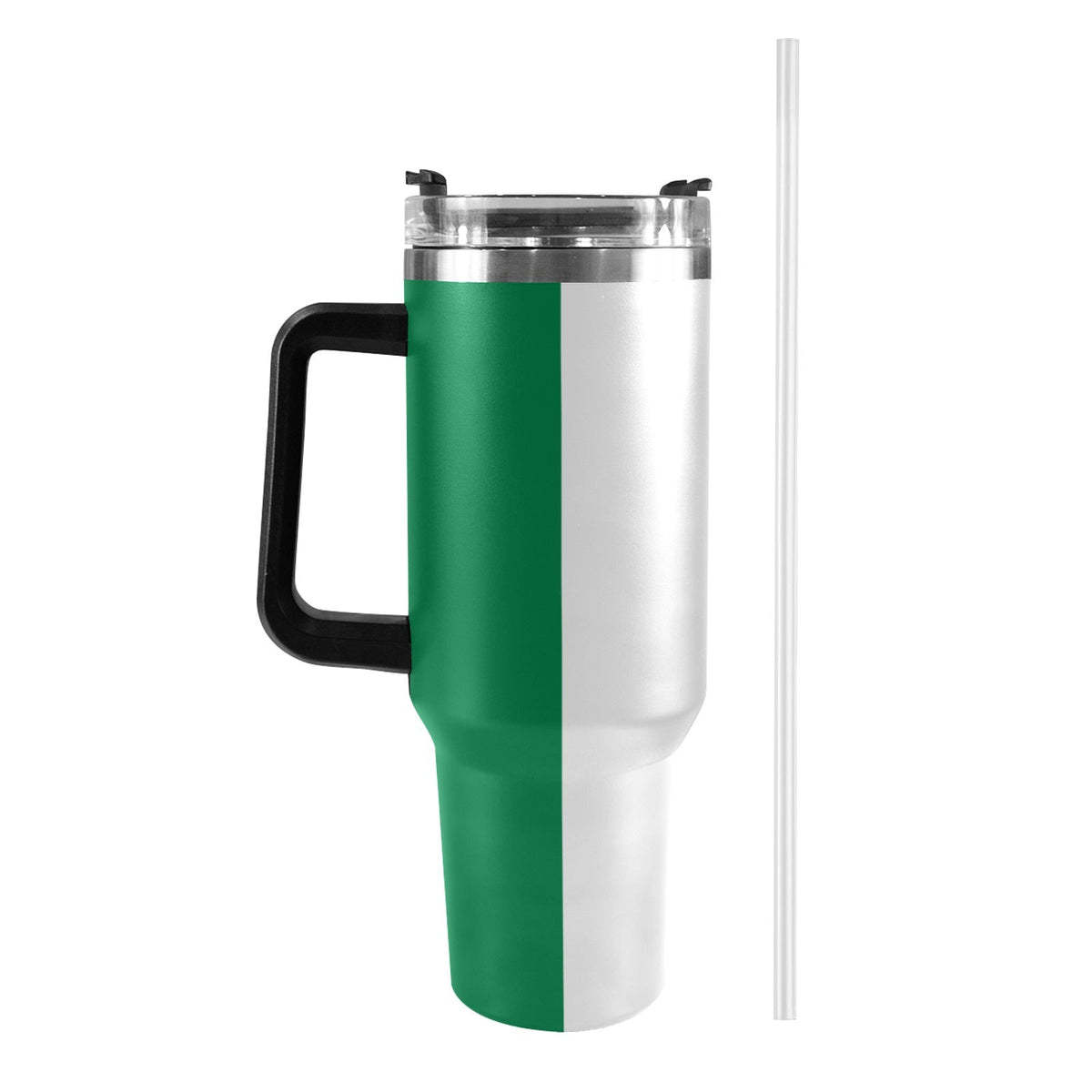 Nigeria Flag 40oz Tumbler with Black Handle - Conscious Apparel Store