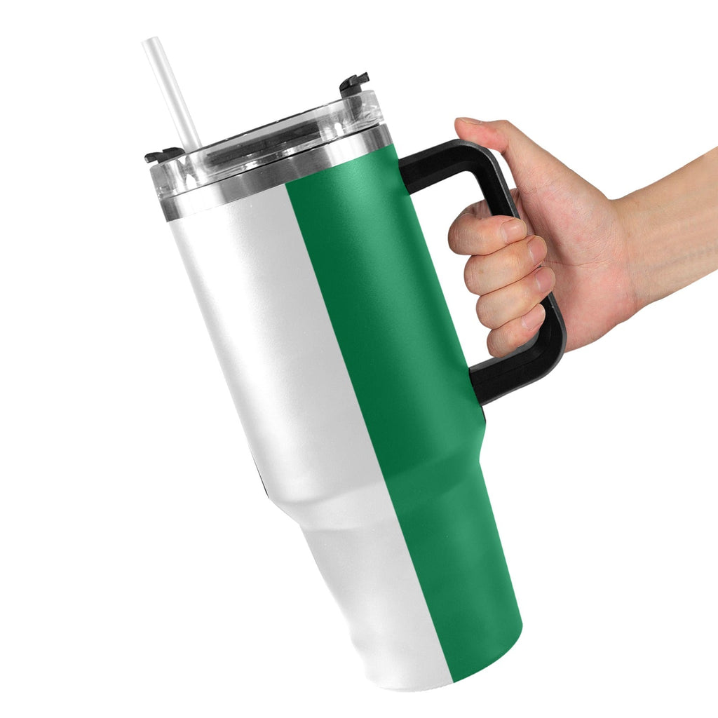 Nigeria Flag 40oz Tumbler with Black Handle - Conscious Apparel Store