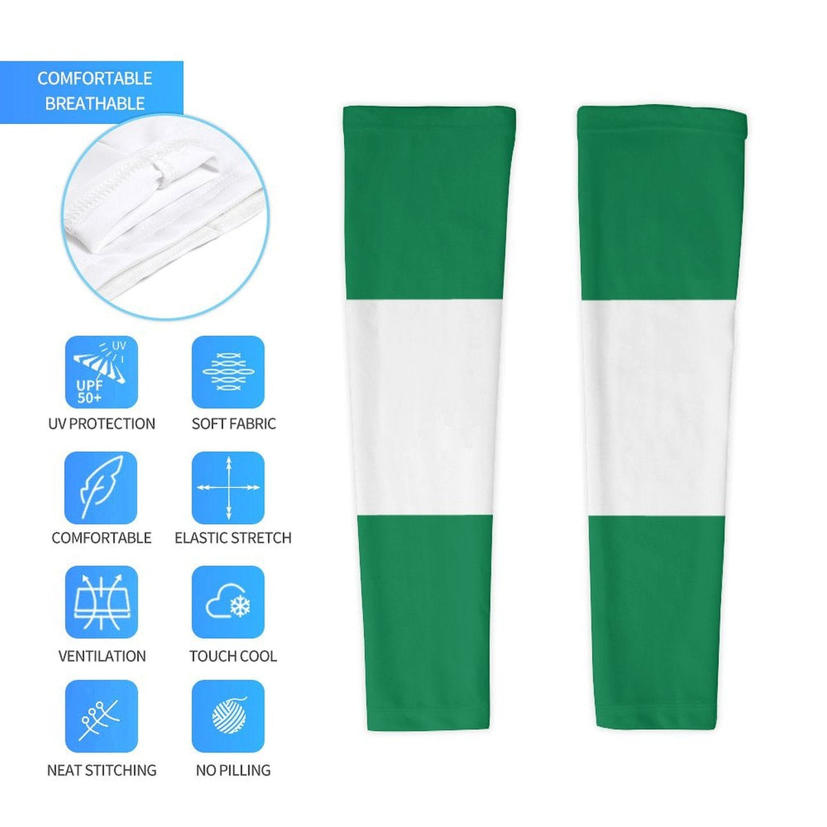 Nigeria Flag Cooling Compression Arm Sleeves - Conscious Apparel Store