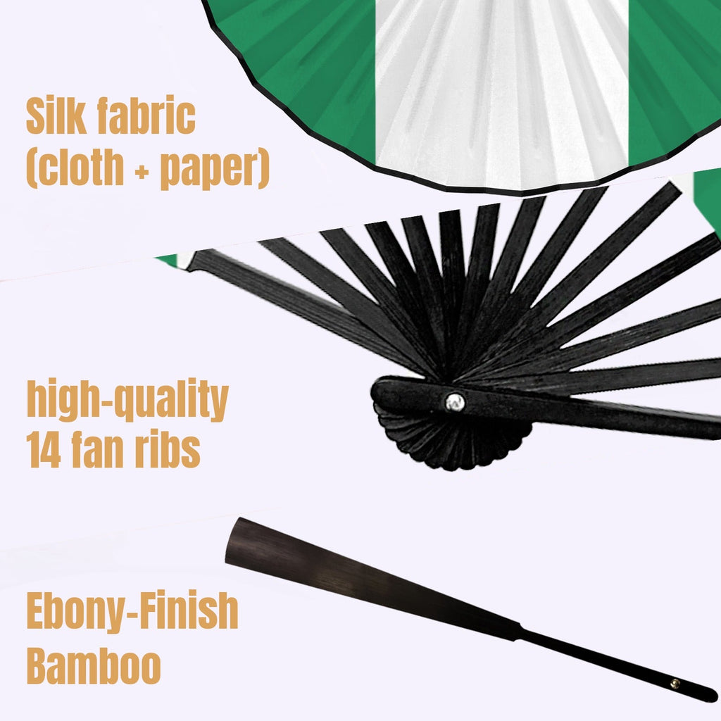 Nigeria Flag Double-Sided Custom Folding Fan - Conscious Apparel Store