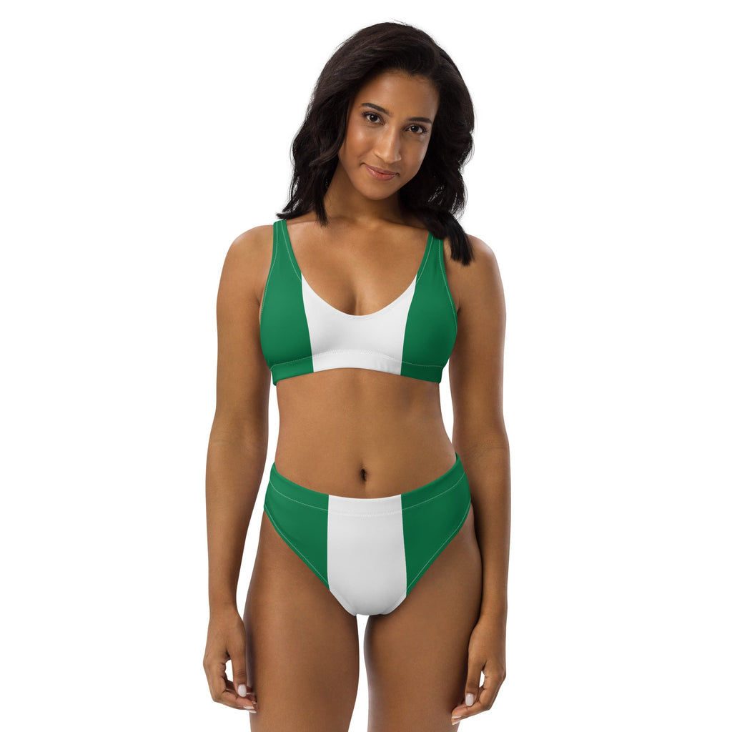 Nigeria Flag high-waisted bikini - Conscious Apparel Store