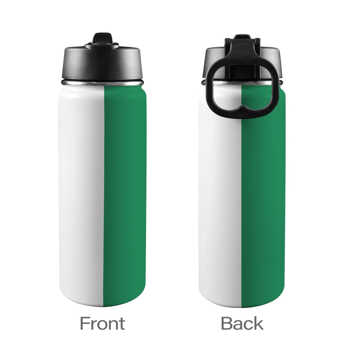 Nigeria Flag Insulated Water Bottle with Straw Lid (18oz) - Conscious Apparel Store