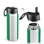 Nigeria Flag Insulated Water Bottle with Straw Lid (18oz) - Conscious Apparel Store
