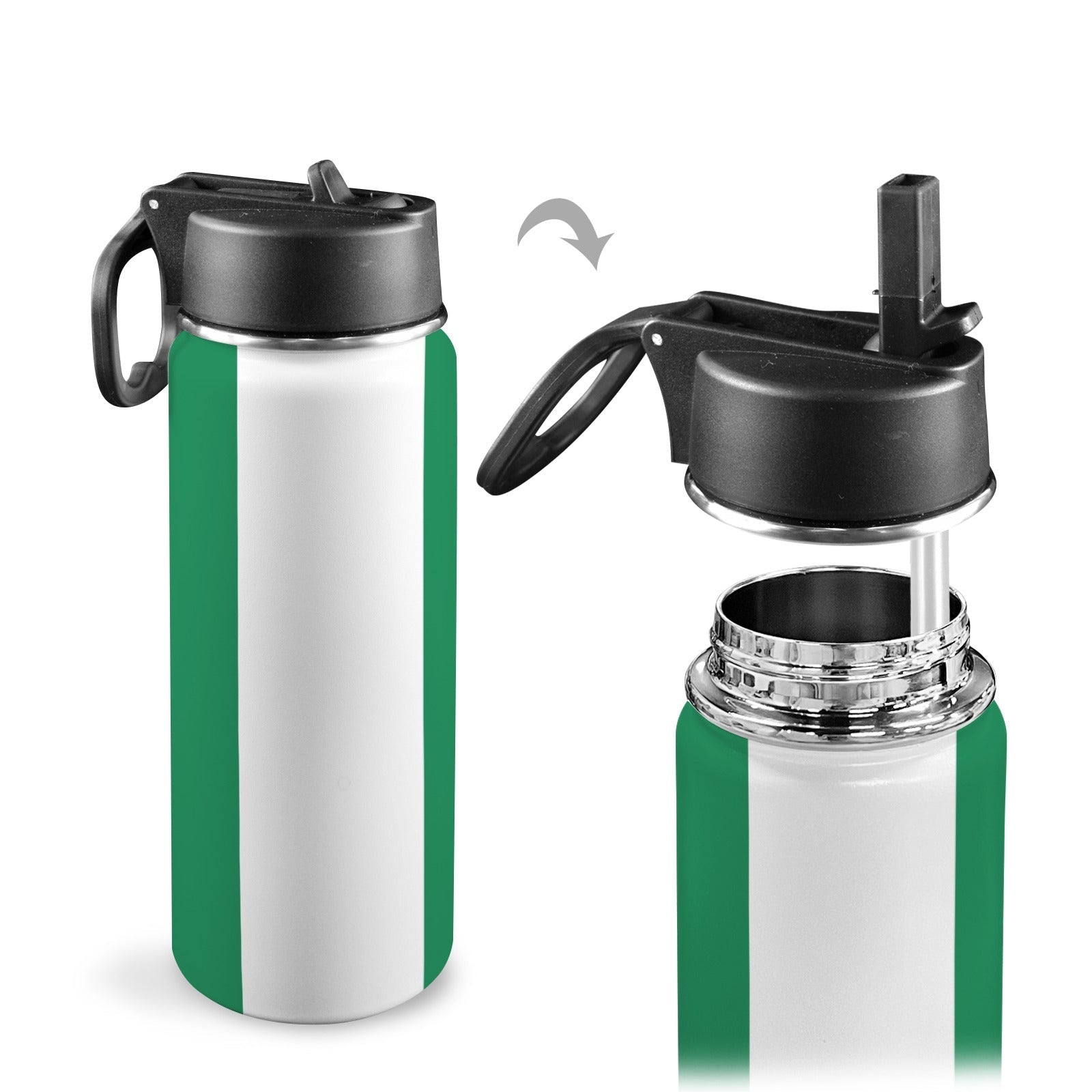 Nigeria Flag Insulated Water Bottle with Straw Lid (18oz) - Conscious Apparel Store