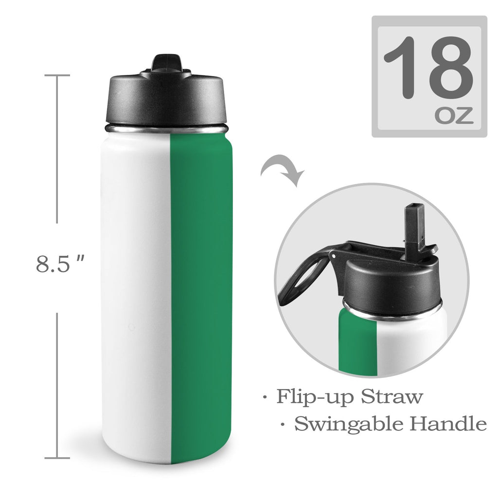 Nigeria Flag Insulated Water Bottle with Straw Lid (18oz) - Conscious Apparel Store
