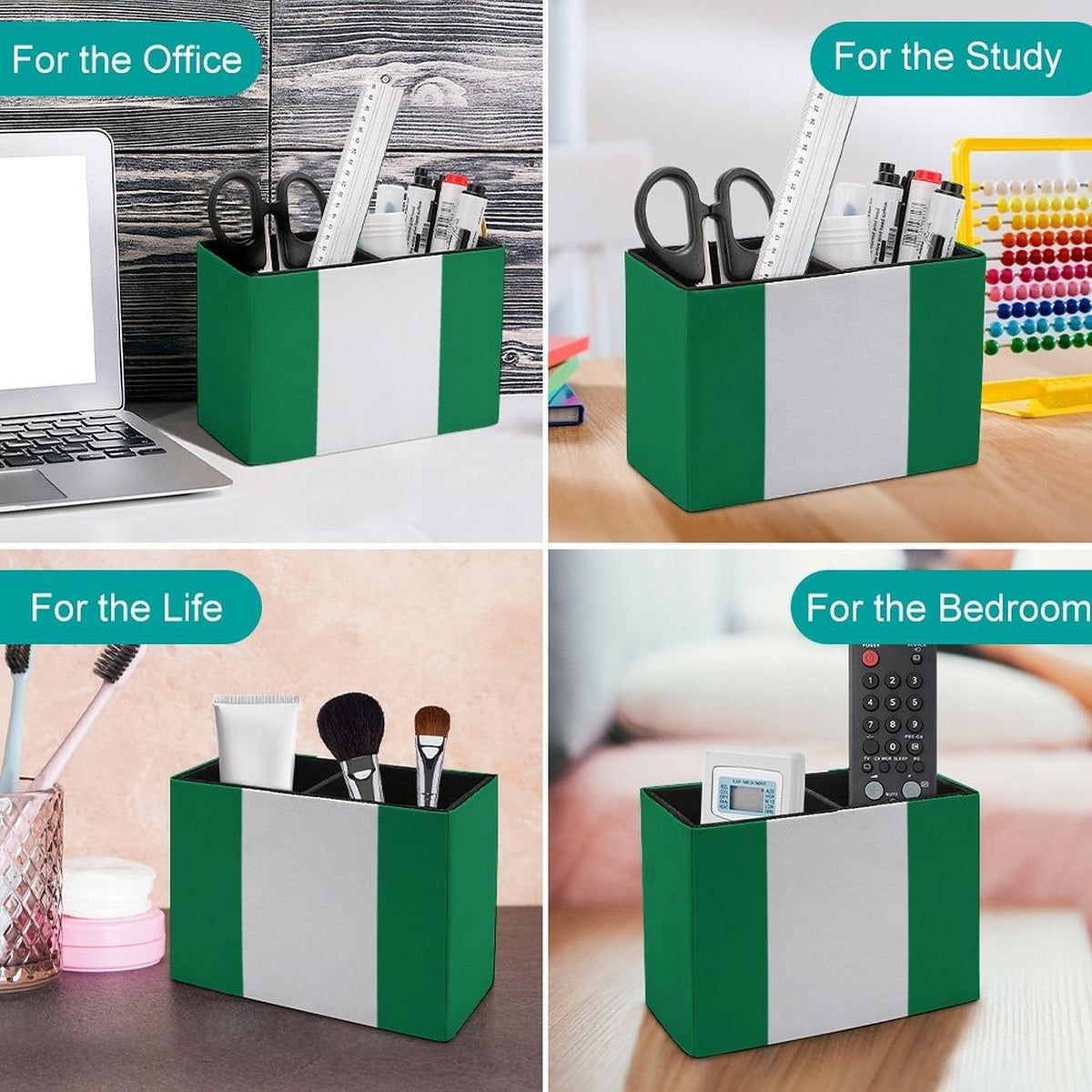 Nigeria Flag Leather Pen Holder - Conscious Apparel Store