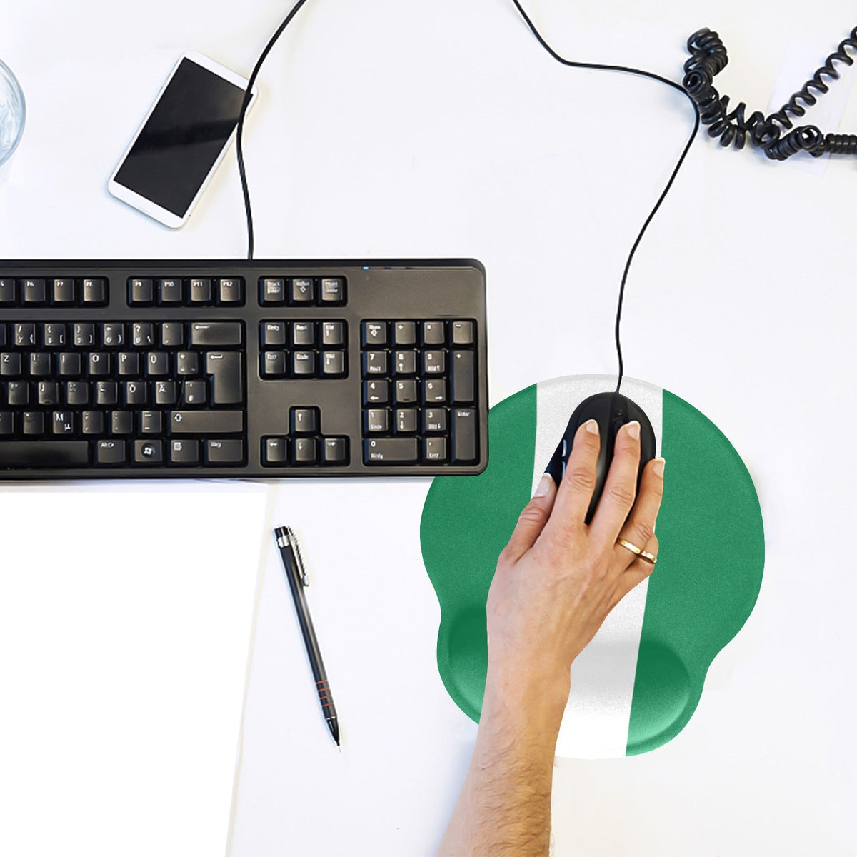 Nigeria Flag Mouse Pad with Wrist Rest Support - Conscious Apparel Store