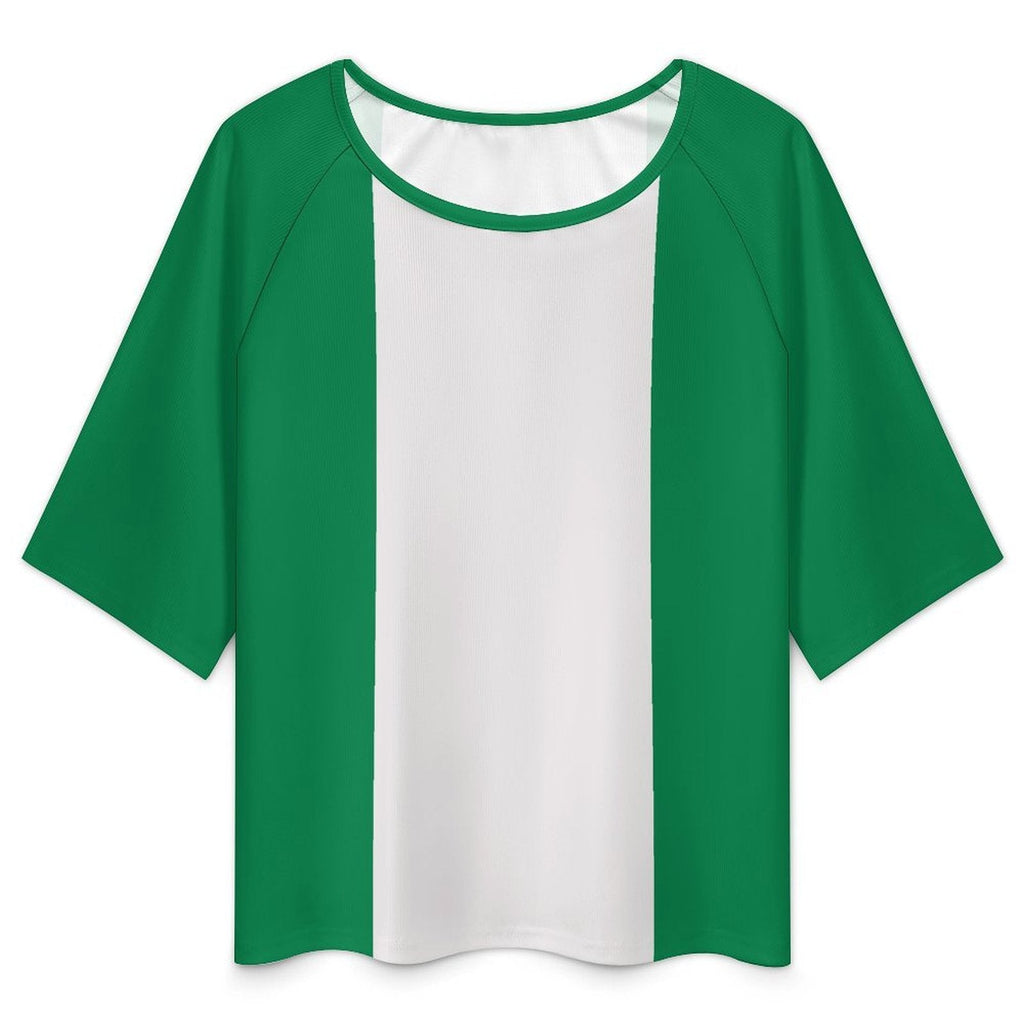 Nigeria Flag Women’s Loose Half-Sleeve Boat Neck T-Shirt - Conscious Apparel Store