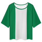 Nigeria Flag Women’s Loose Half-Sleeve Boat Neck T-Shirt - Conscious Apparel Store