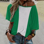 Nigeria Flag Women’s Loose Half-Sleeve Boat Neck T-Shirt - Conscious Apparel Store