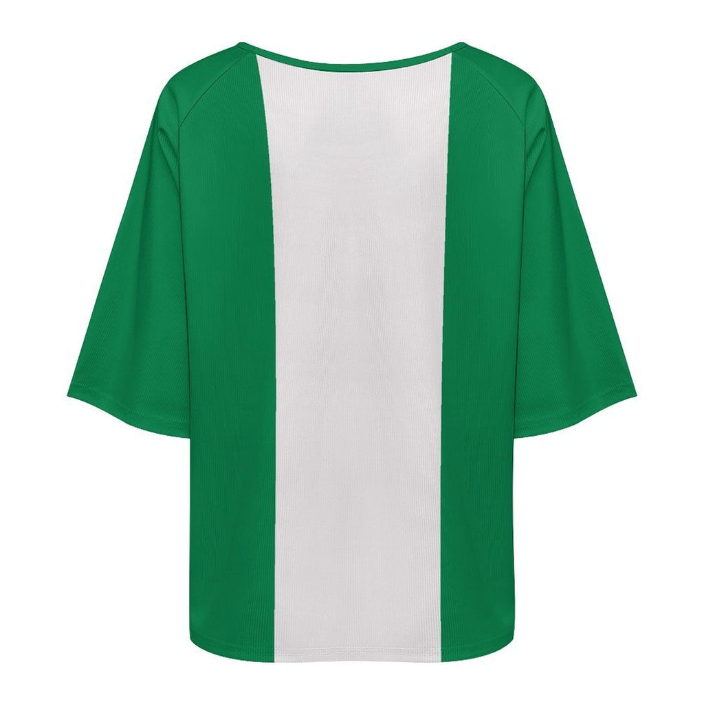 Nigeria Flag Women’s Loose Half-Sleeve Boat Neck T-Shirt - Conscious Apparel Store