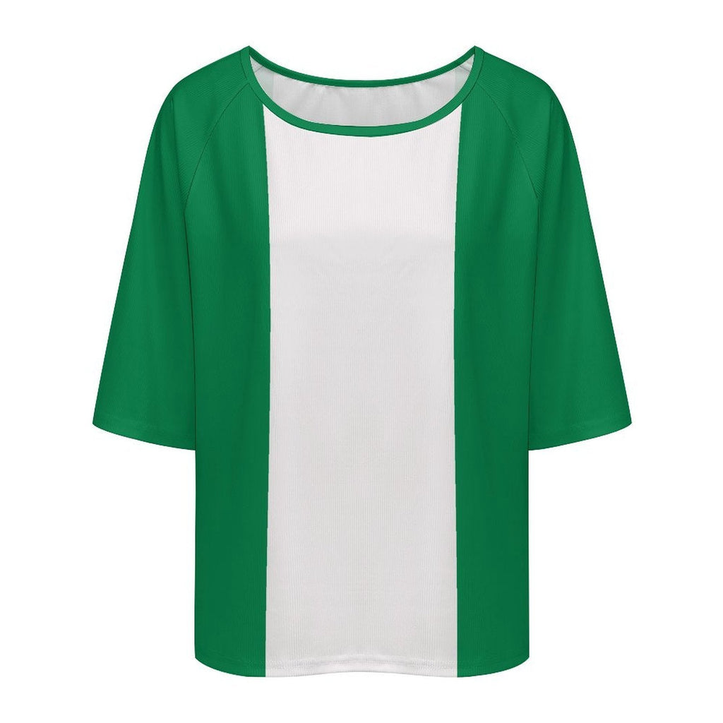 Nigeria Flag Women’s Loose Half-Sleeve Boat Neck T-Shirt - Conscious Apparel Store