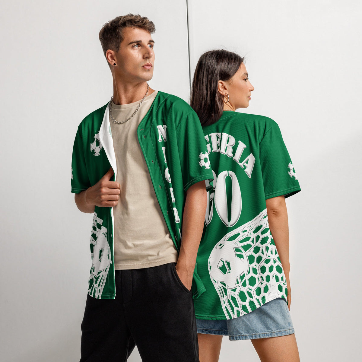 Nigeria Football Themed Button-Down Sport Jersey - Conscious Apparel Store